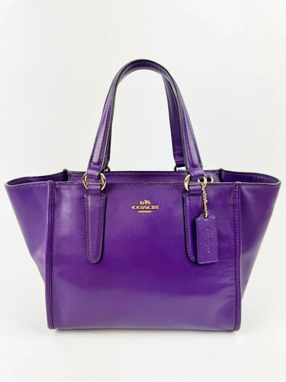 Coach Crosby Mini Carryall Satchel F33537 Smooth Purple Leather Crossbody